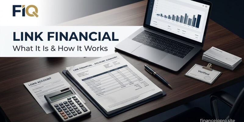 Alt Text: Link Financial debt letter and account statement being verified on mobile phone with FinanceIQPro branding.