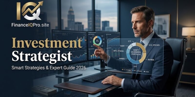 Investment strategist analyzing portfolio strategy, asset allocation, stocks, bonds, and market trends