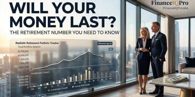 How long will my money last calculator showing retirement savings, portfolio growth, withdrawals, and financial longevity