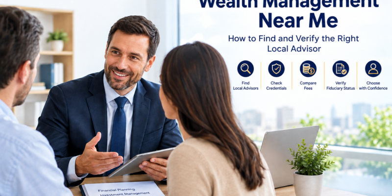 Wealth management near me guide showing how to find and verify a local financial advisor