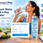 How much water to drink a day calculator showing daily hydration needs based on weight, activity level, and lifestyle.