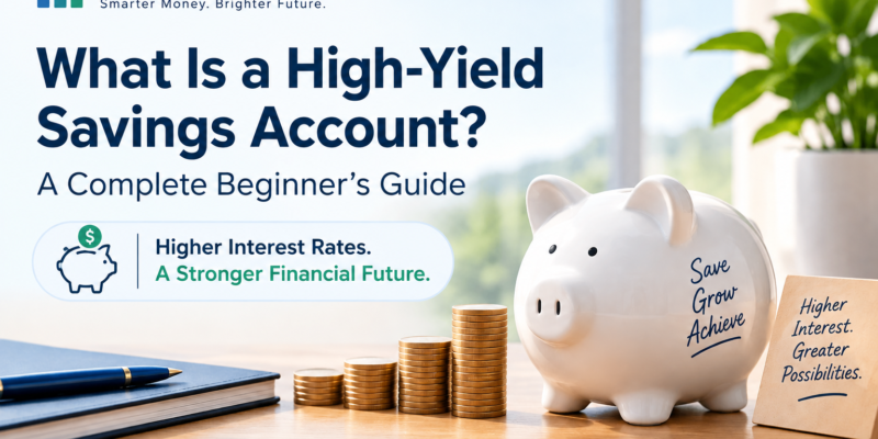 What is a high-yield savings account? FinanceIQPro beginner guide showing savings growth and interest rates