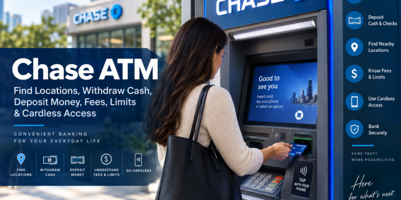 Chase ATM Find Locations Withdraw Cash, Deposit Money Fees Limits & Cardless Access